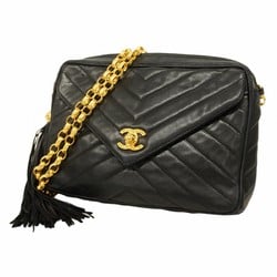 Chanel Shoulder Bag V Stitch Brilliant Lambskin Black Women's