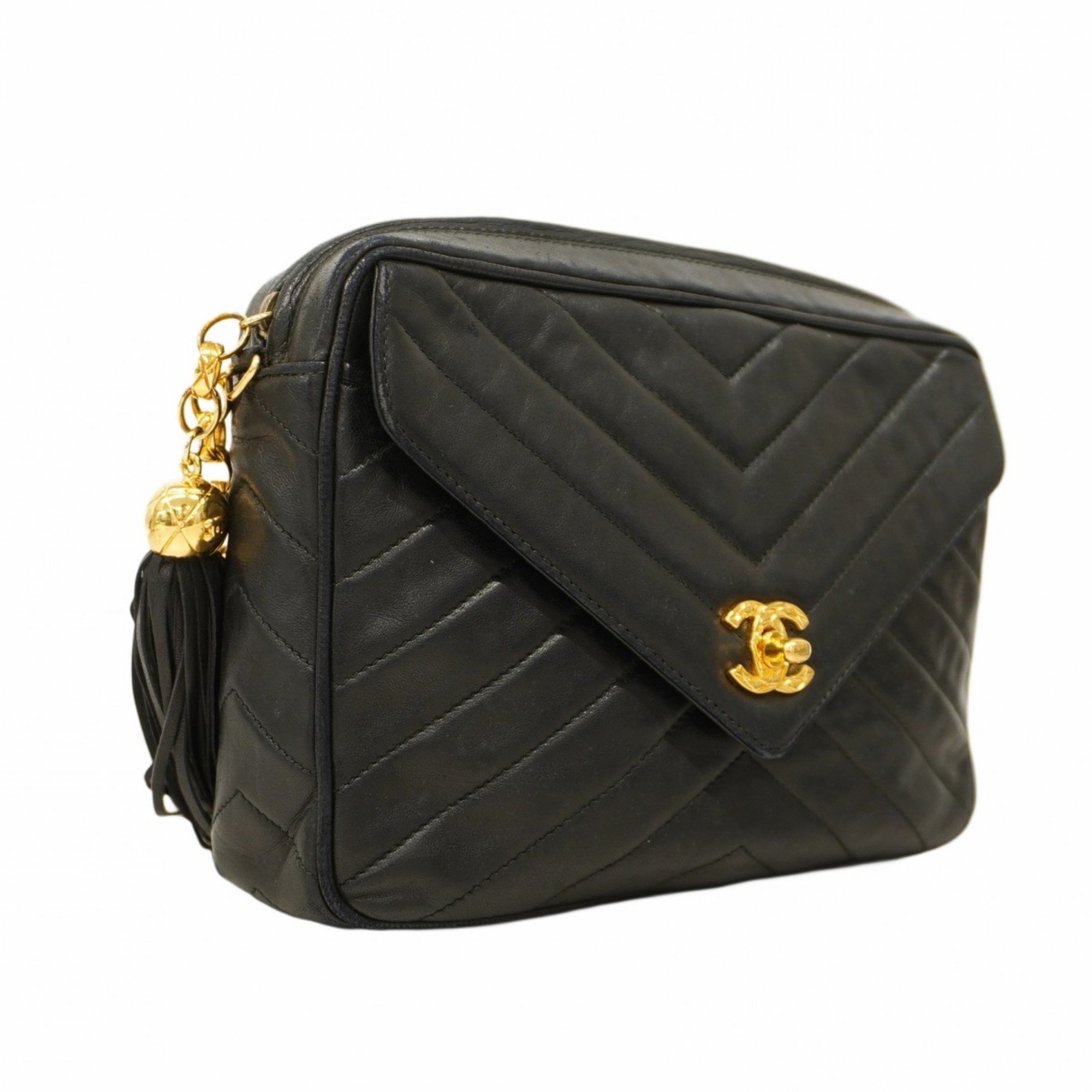 Chanel Shoulder Bag V Stitch Brilliant Lambskin Black Women's