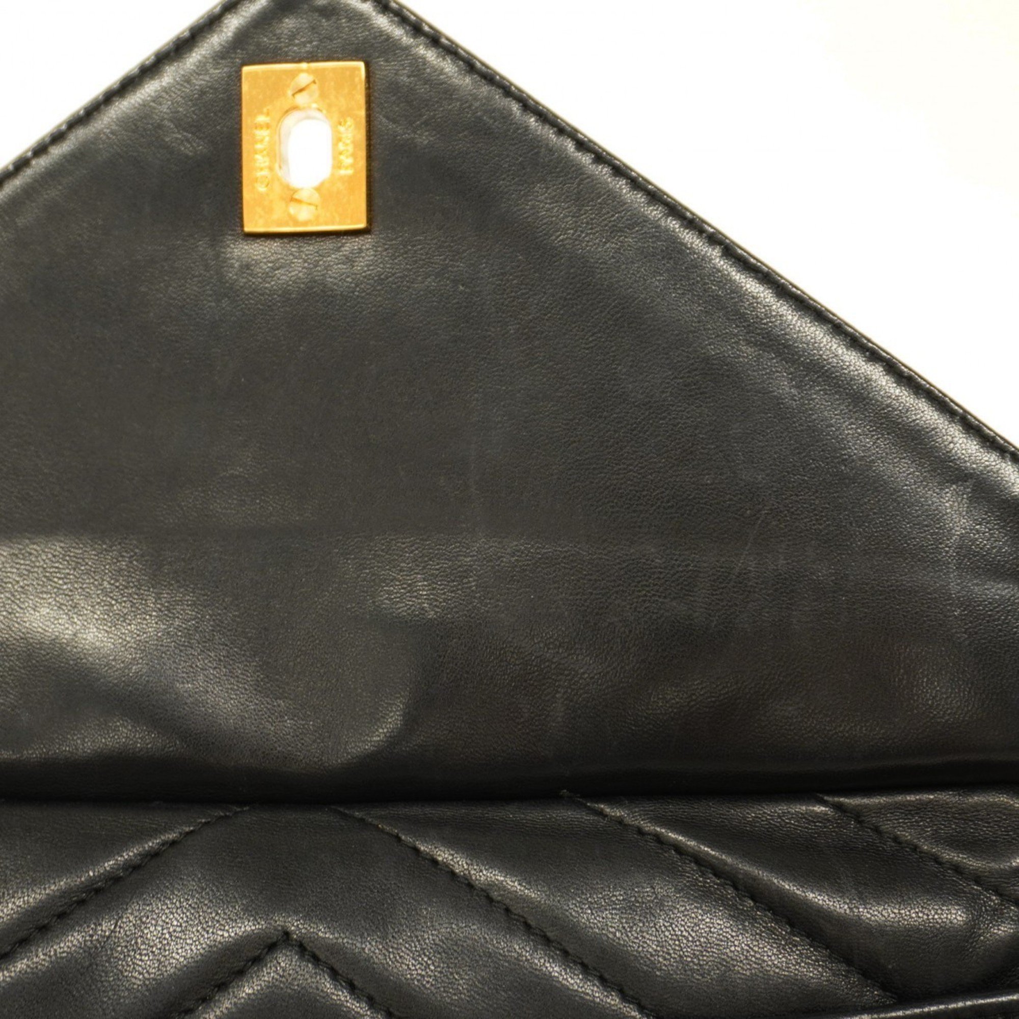 Chanel Shoulder Bag V Stitch Brilliant Lambskin Black Women's