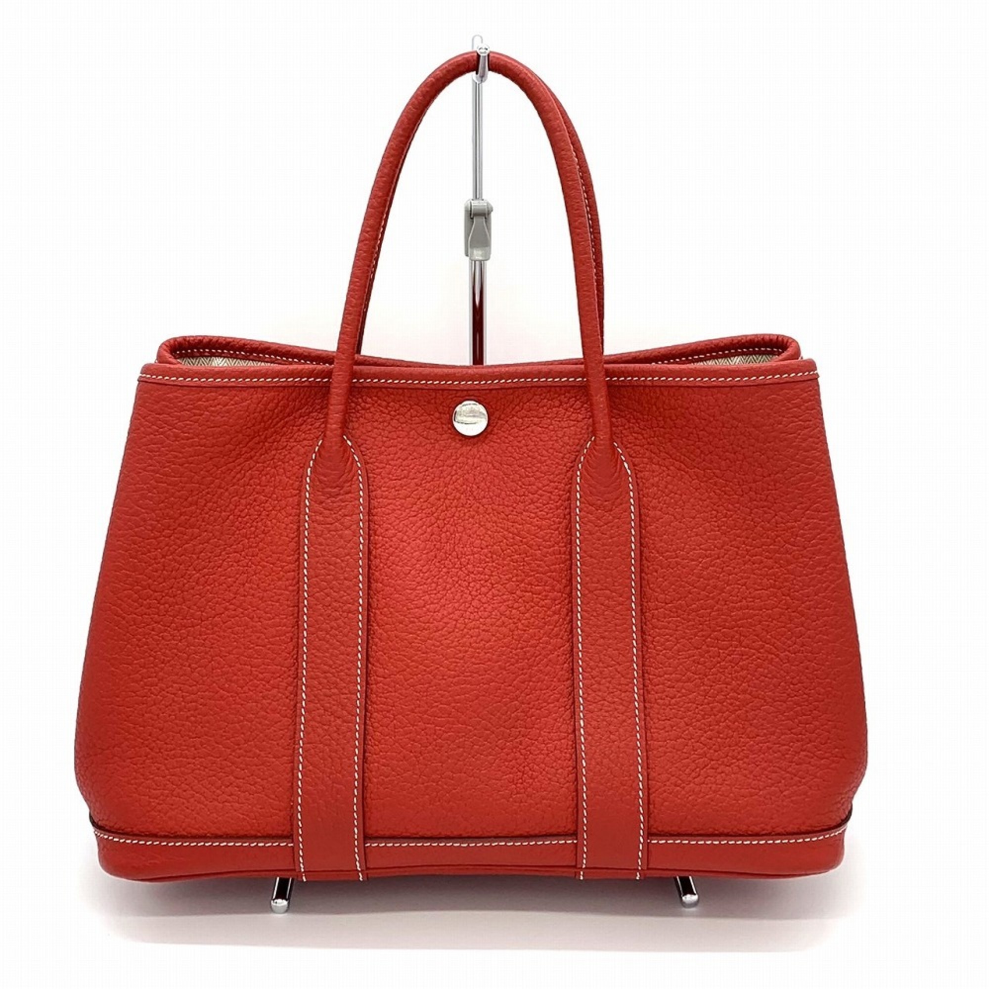 HERMES Garden TPM Handbag Negonda Red Women's