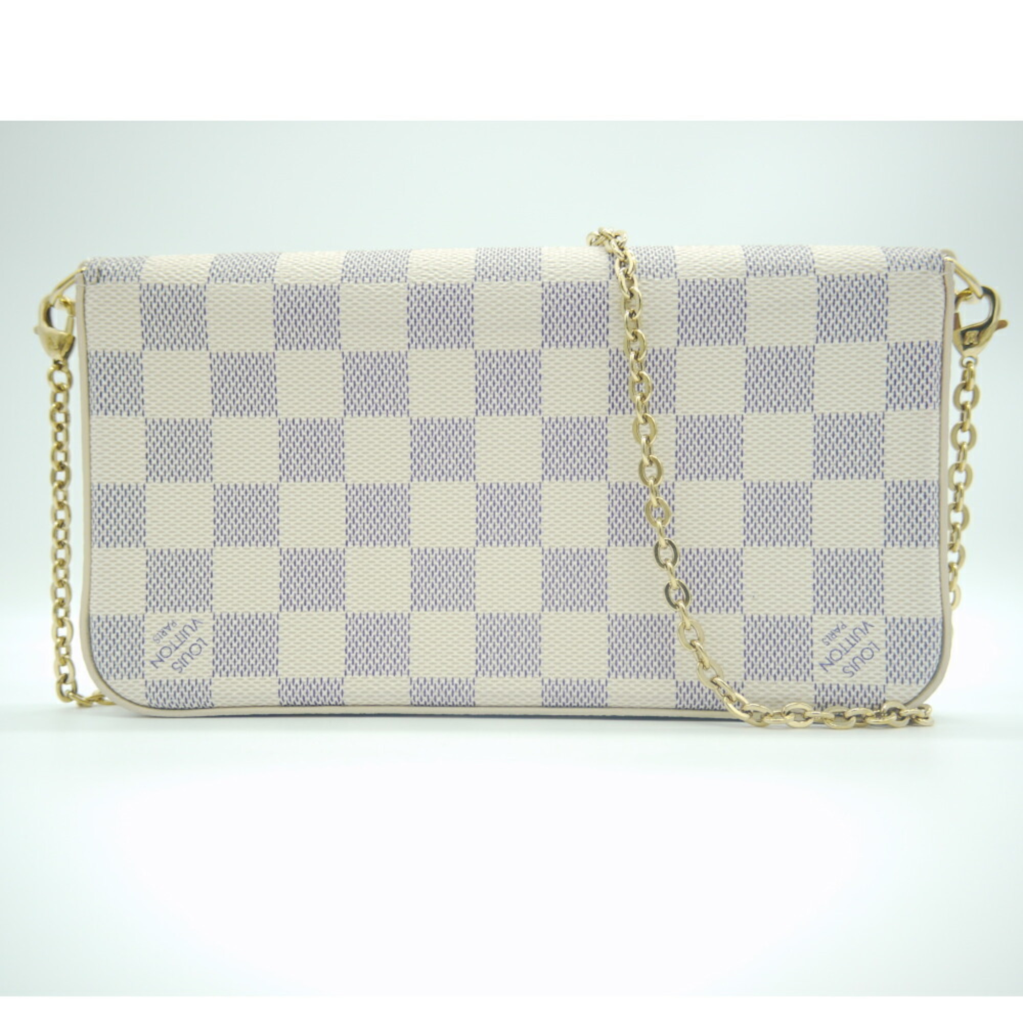 LOUIS VUITTON Louis Vuitton Pochette Felicie Damier Azur Chain Shoulder Wallet Pouch N63106