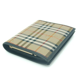 BURBERRY Bi-fold wallet Nova check leather x canvas coin purse