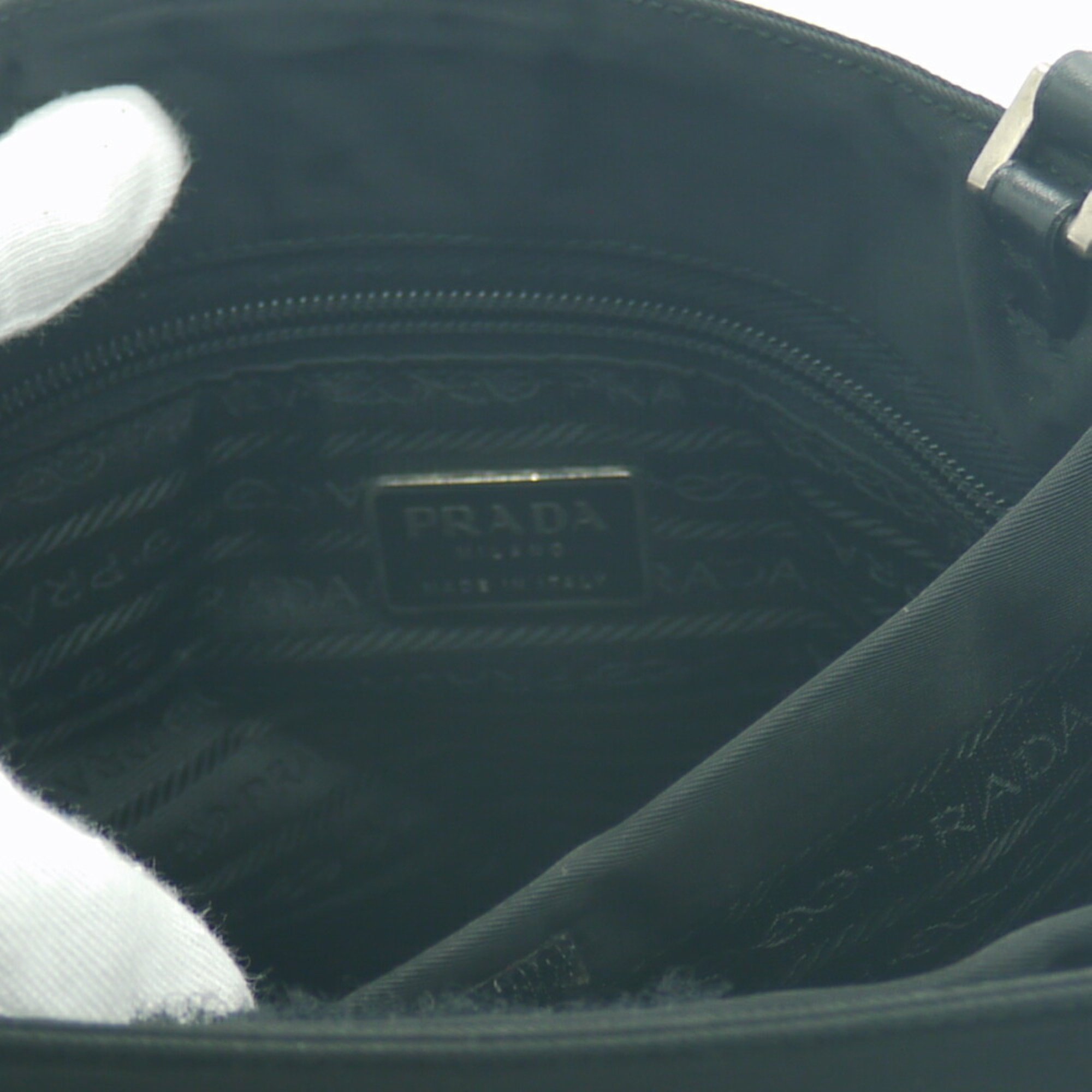 PRADA Prada Nylon Leather Tote Bag Shoulder Black