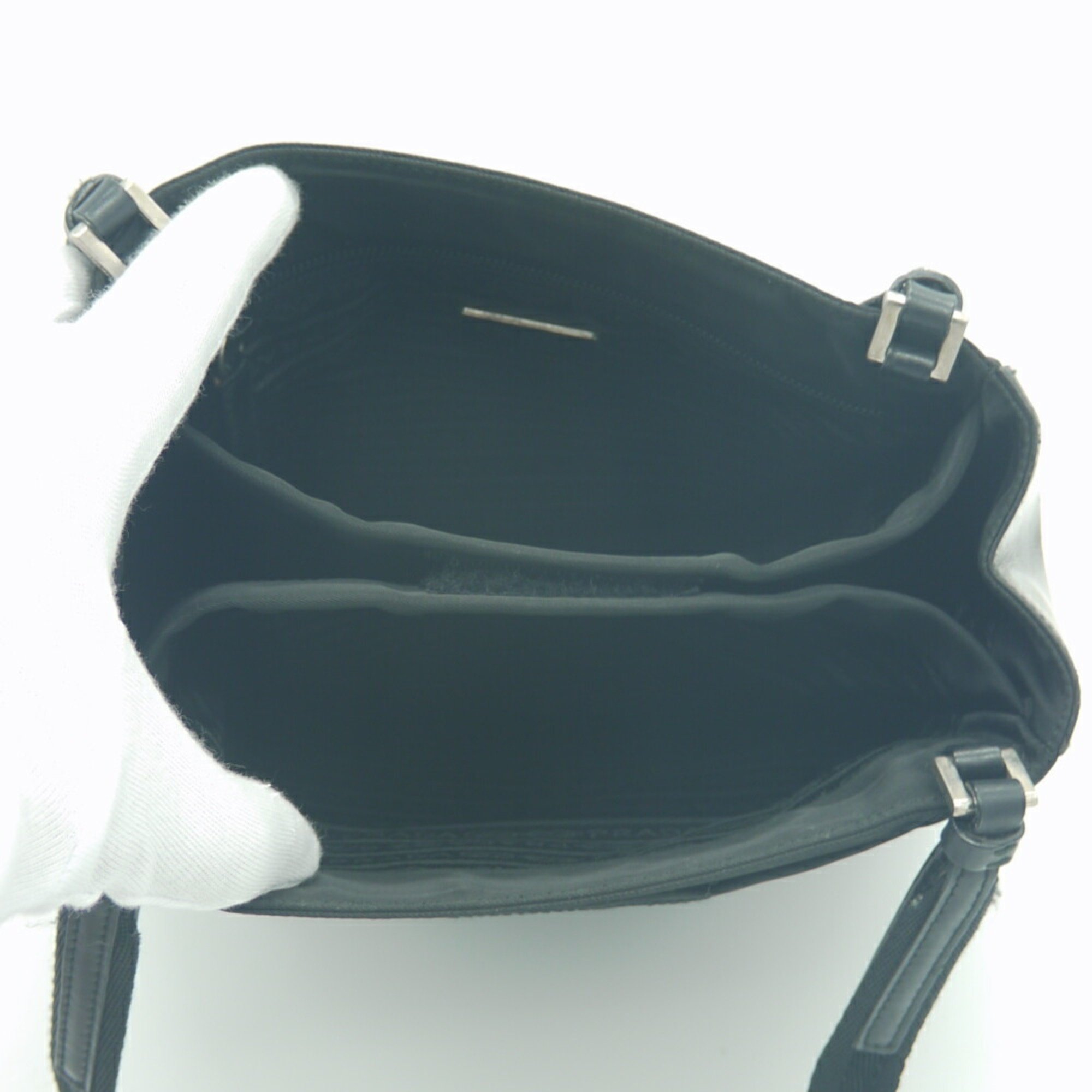 PRADA Prada Nylon Leather Tote Bag Shoulder Black