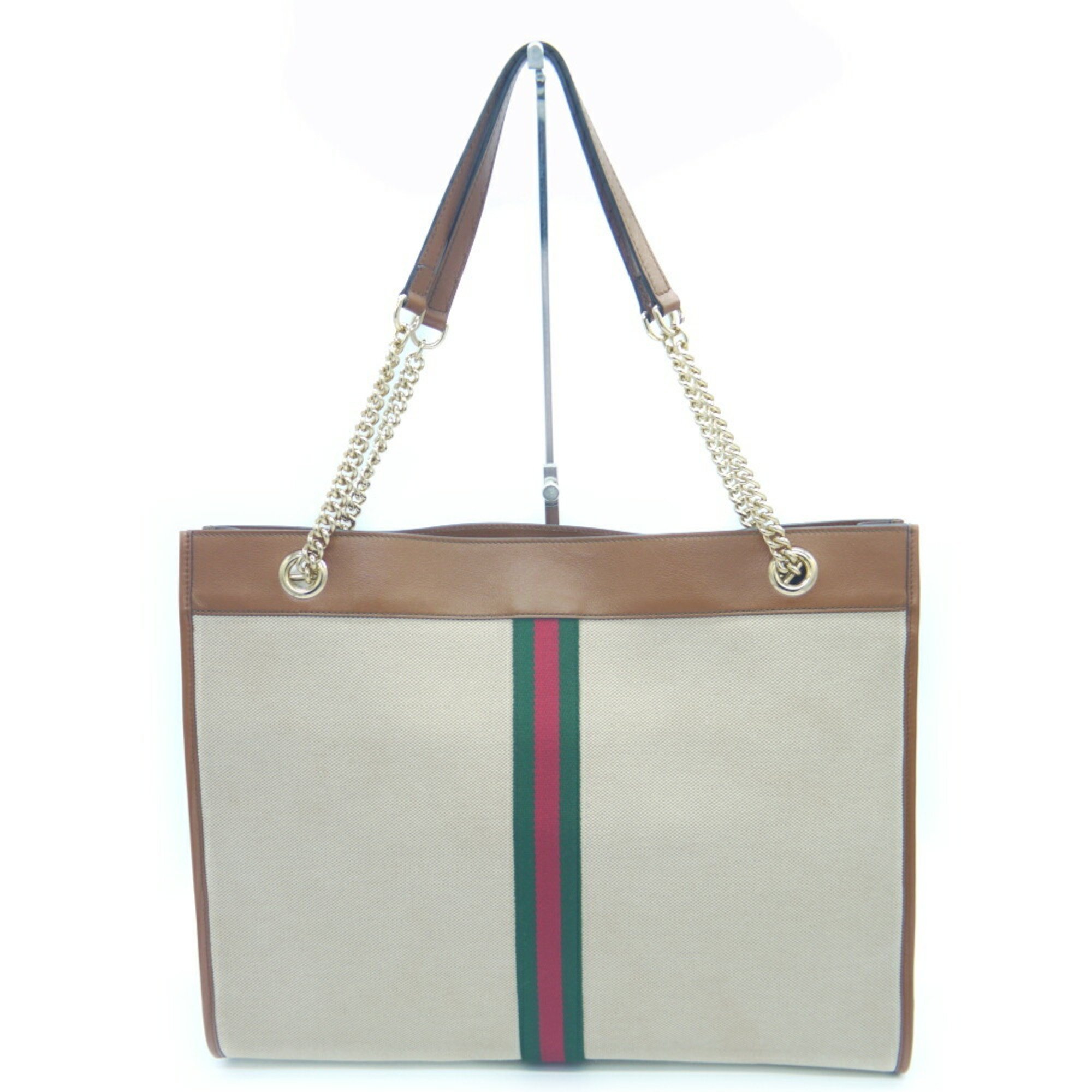 GUCCI Raja Tiger Head Chain Large Tote Bag Sherry Line 537219 Beige