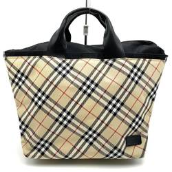 BURBERRY Burberry Handbag Nova Check Blue Label Nylon Leather Beige Women's