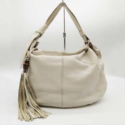 GUCCI Bamboo Shoulder Bag Leather Ivory White 232930 Women's