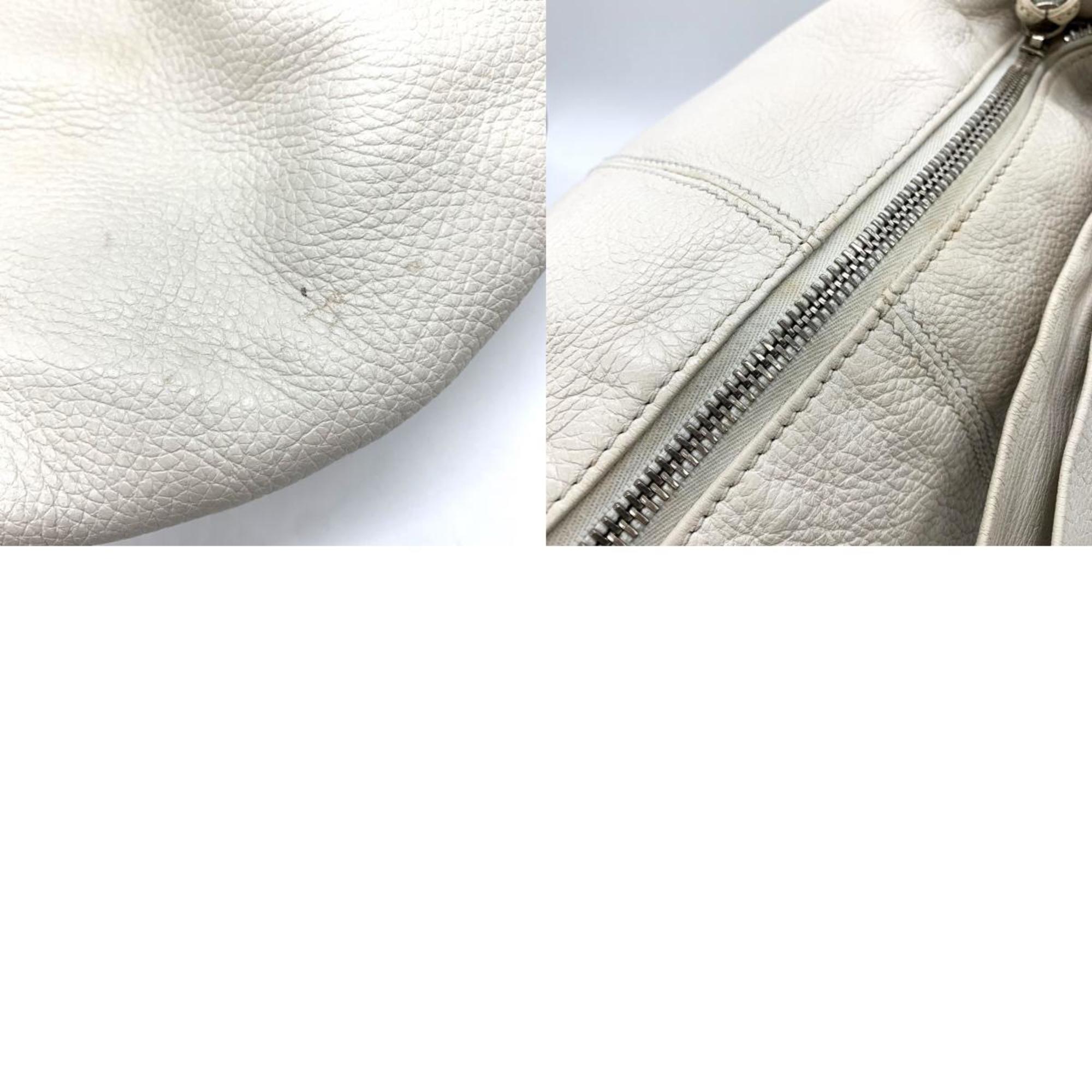 GUCCI Bamboo Shoulder Bag Leather Ivory White 232930 Women's