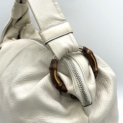 GUCCI Bamboo Shoulder Bag Leather Ivory White 232930 Women's