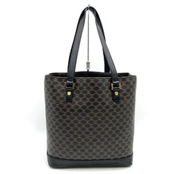 CELINE SI00/35 Handbag Tote Bag Macadam Pattern x Leather Black Brown Women's