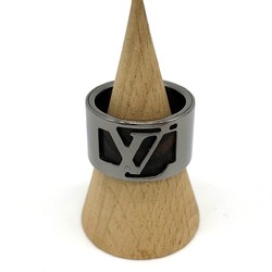 LOUIS VUITTON Louis Vuitton Berg Cape Town Ring, Size 23, L, Wood, Gunmetal, Metal, Black, Silver, Men's