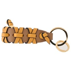 LOEWE Cross Braided Key Ring Holder C621231X04 Classic Calf Oak Sunflower [S-156501]