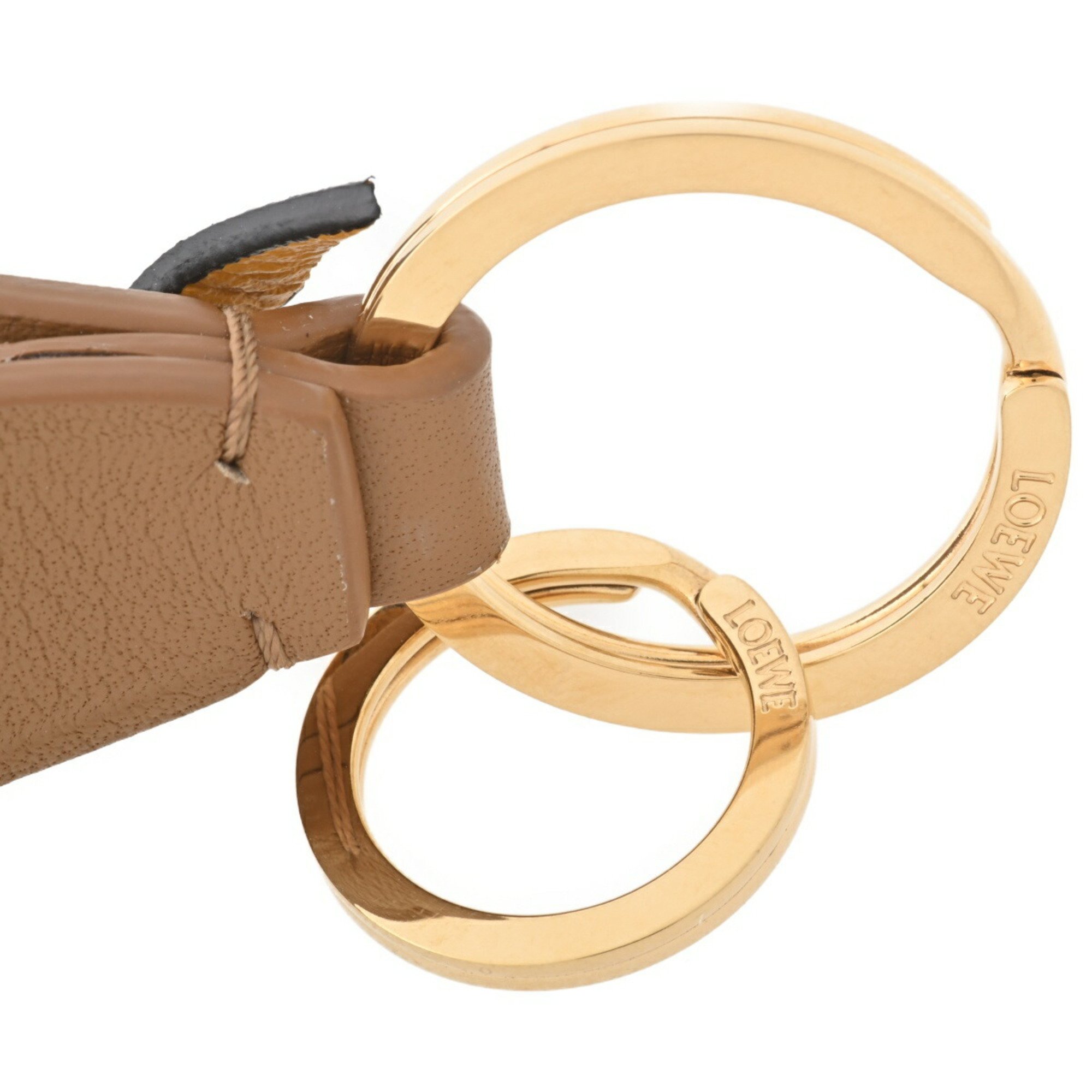 LOEWE Cross Braided Key Ring Holder C621231X04 Classic Calf Oak Sunflower [S-156501]