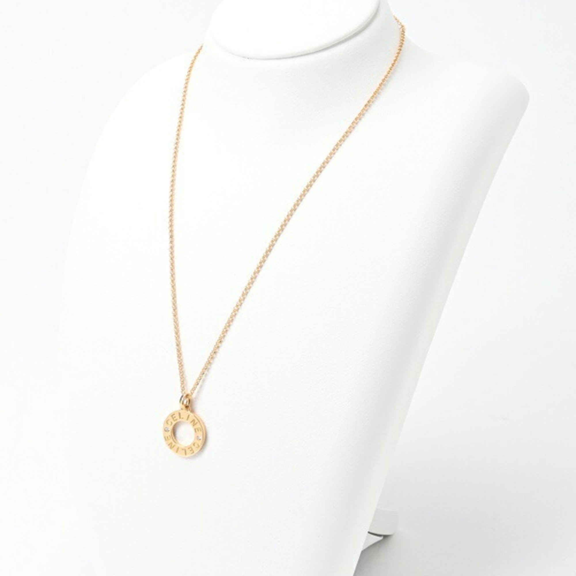 CELINE Circle Necklace Diamond 2P K18YG 42cm E-156485