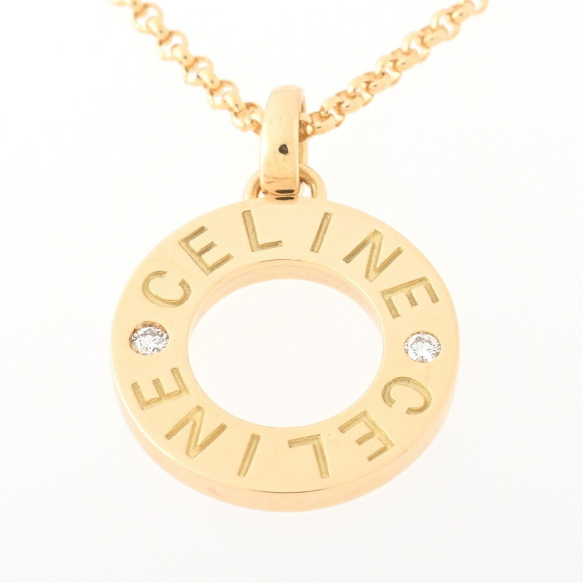 CELINE Circle Necklace Diamond 2P K18YG 42cm E-156485