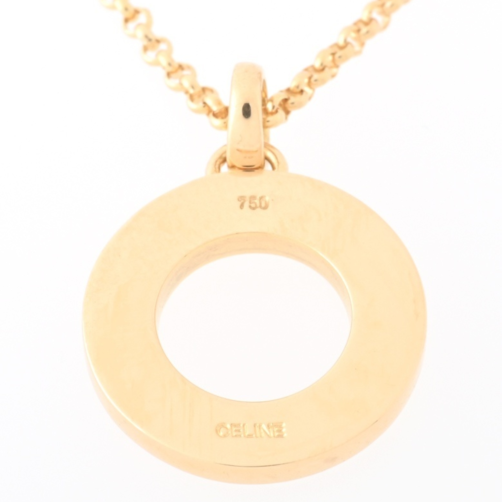 CELINE Circle Necklace Diamond 2P K18YG 42cm E-156485