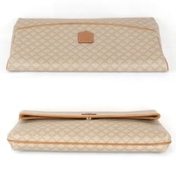 CELINE Macadam Pattern Clutch Bag Coated Canvas Beige Women's