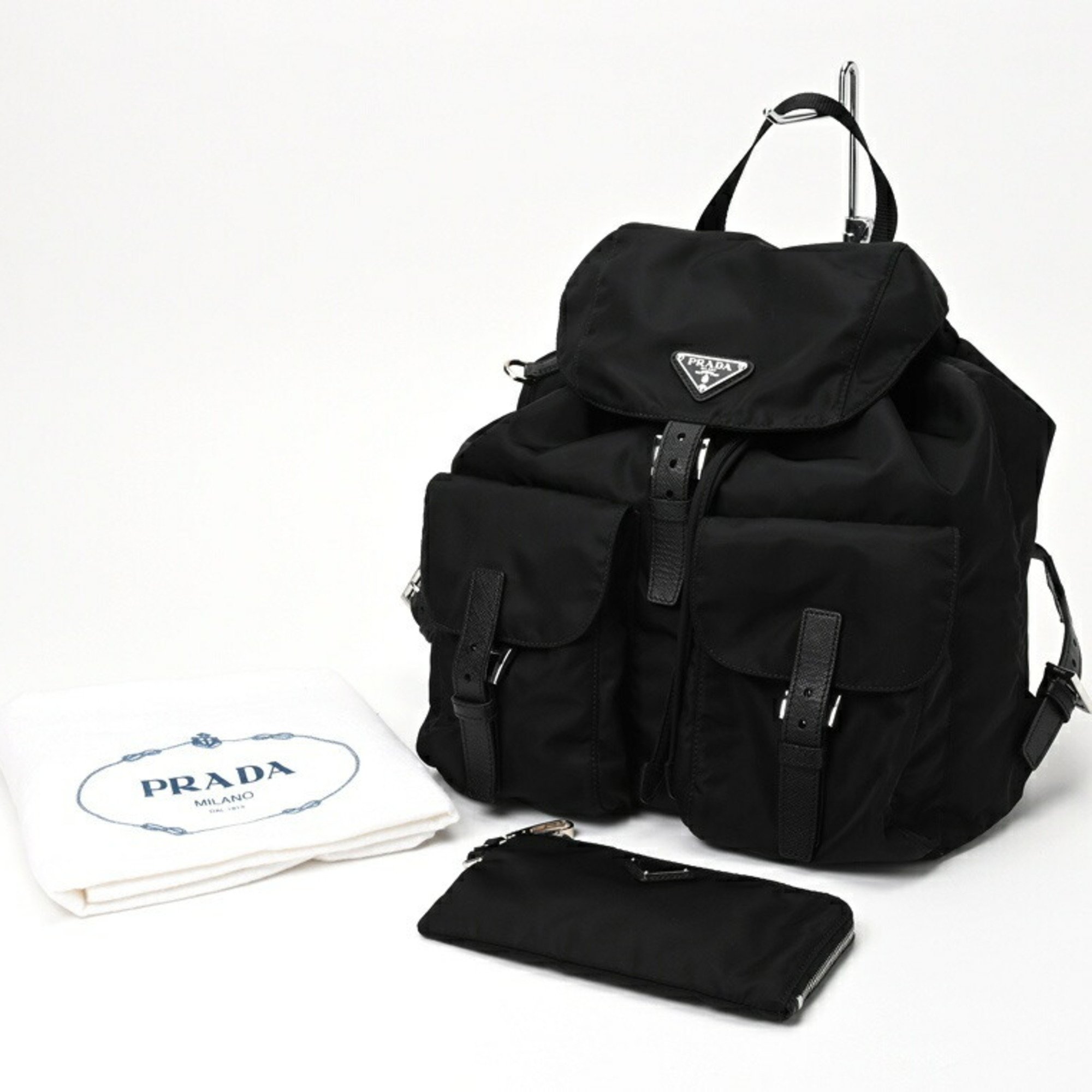 PRADA Medium Re-Nylon Backpack 1BZ811 Nylon Black S-156786