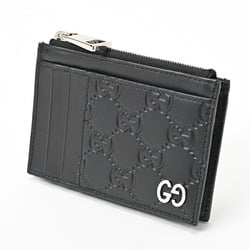 GUCCI GG Coin Card Case Holder 597560 Guccissima Leather Black S-156607