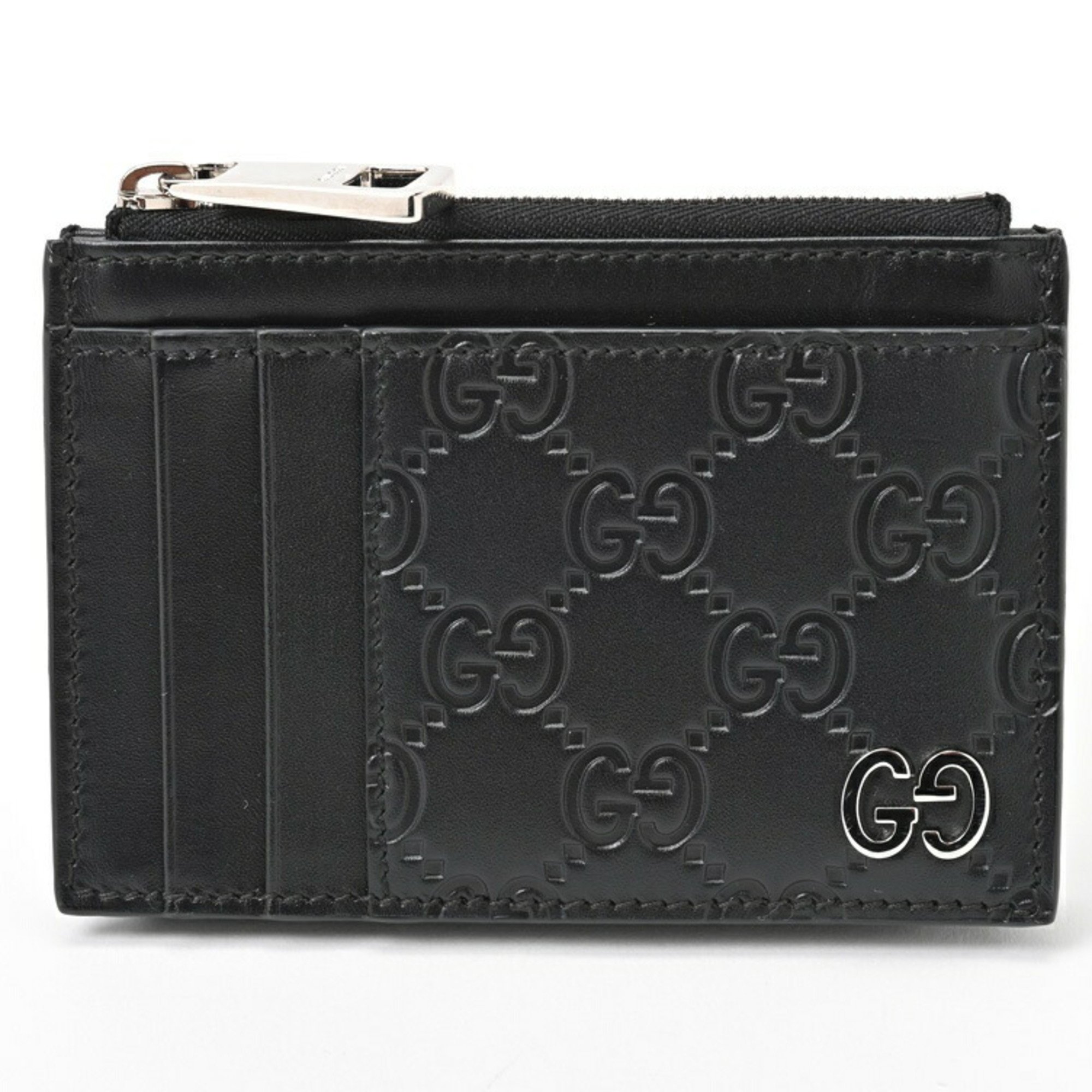 GUCCI GG Coin Card Case Holder 597560 Guccissima Leather Black S-156607