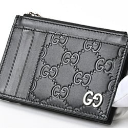 GUCCI GG Coin Card Case Holder 597560 Guccissima Leather Black S-156607