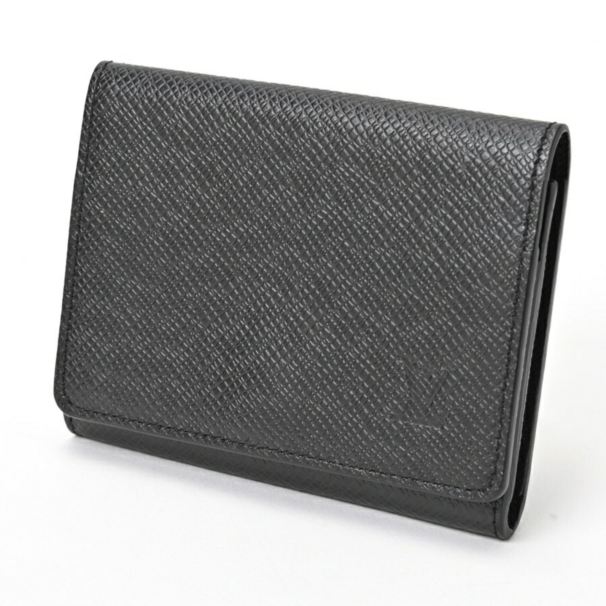 LOUIS VUITTON Card Case Envelope Carte de Visite NM M64595 Taiga Leather Noir (Black) S-156703