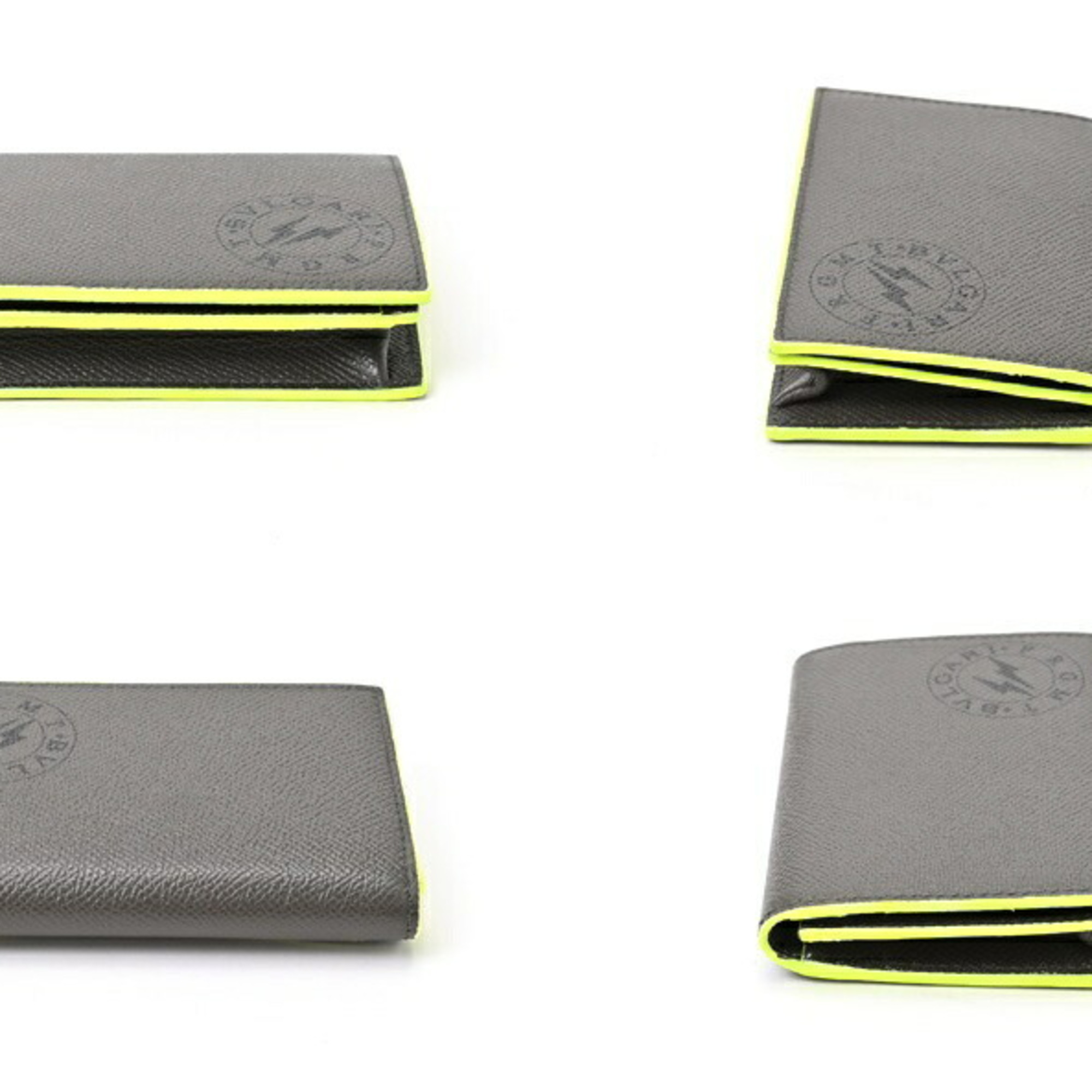 BVLGARI x Fragment Design FRGMT Card Case Business Holder Leather Gray Yellow S-156702