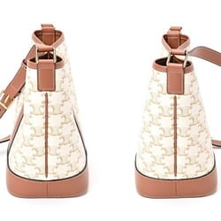 CELINE Triomphe Canvas Small Bucket Shoulder Bag 191442CAS.01BC Calfskin White S-156716