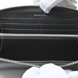 BALENCIAGA Paper Continental Round Wallet Zip 504547 Leather Black E-156653