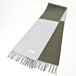 LOEWE Bicolor Scarf Muffler F810250X01 Wool Cashmere Khaki Gray S-155077