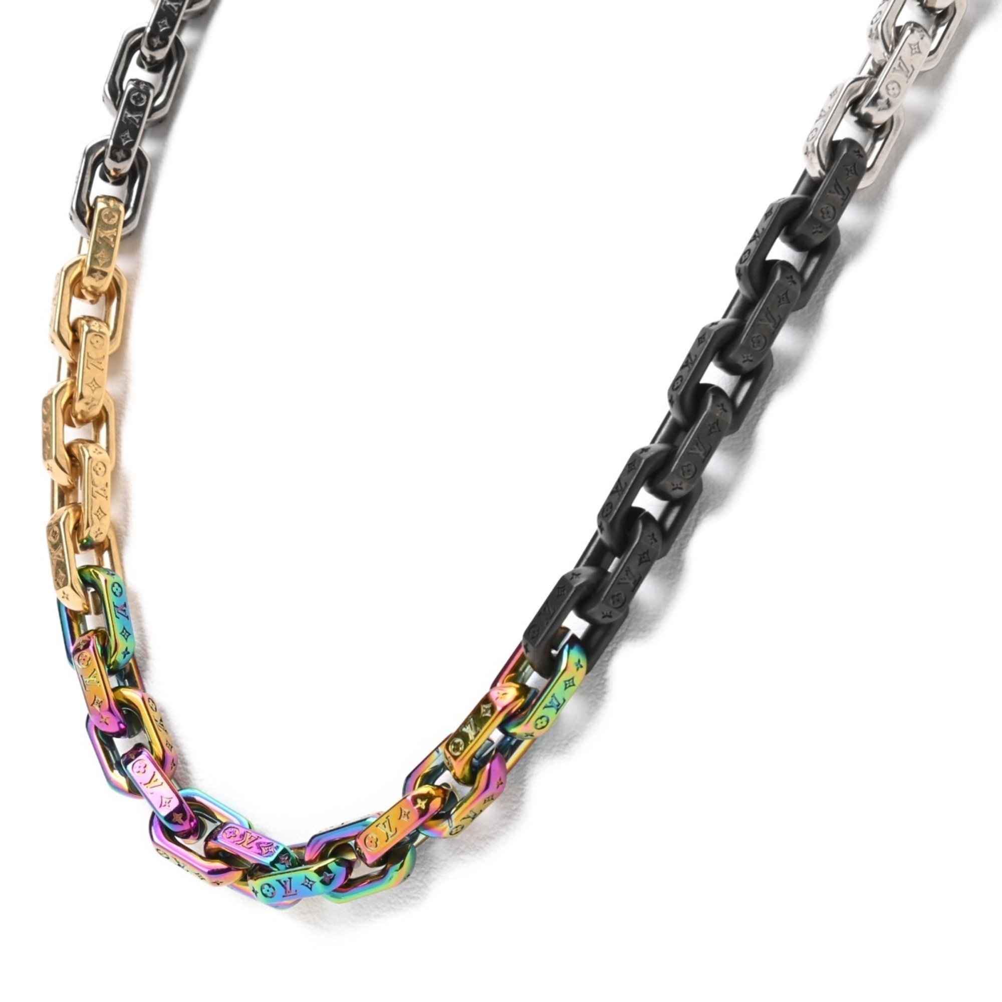 LOUIS VUITTONLV Paradise Necklace Chain Monogram M00891 Metal Multicolor Rainbow L-156680