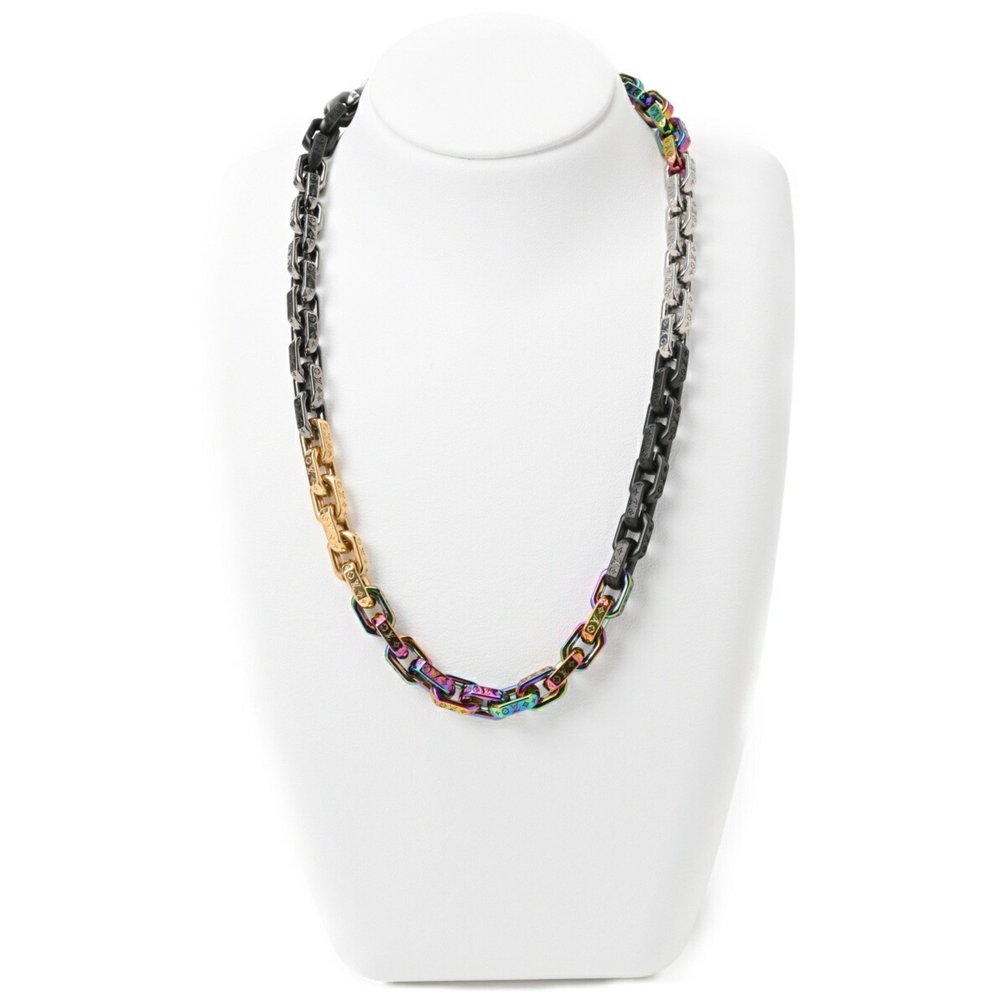 LOUIS VUITTONLV Paradise Necklace Chain Monogram M00891 Metal Multicolor Rainbow L-156680