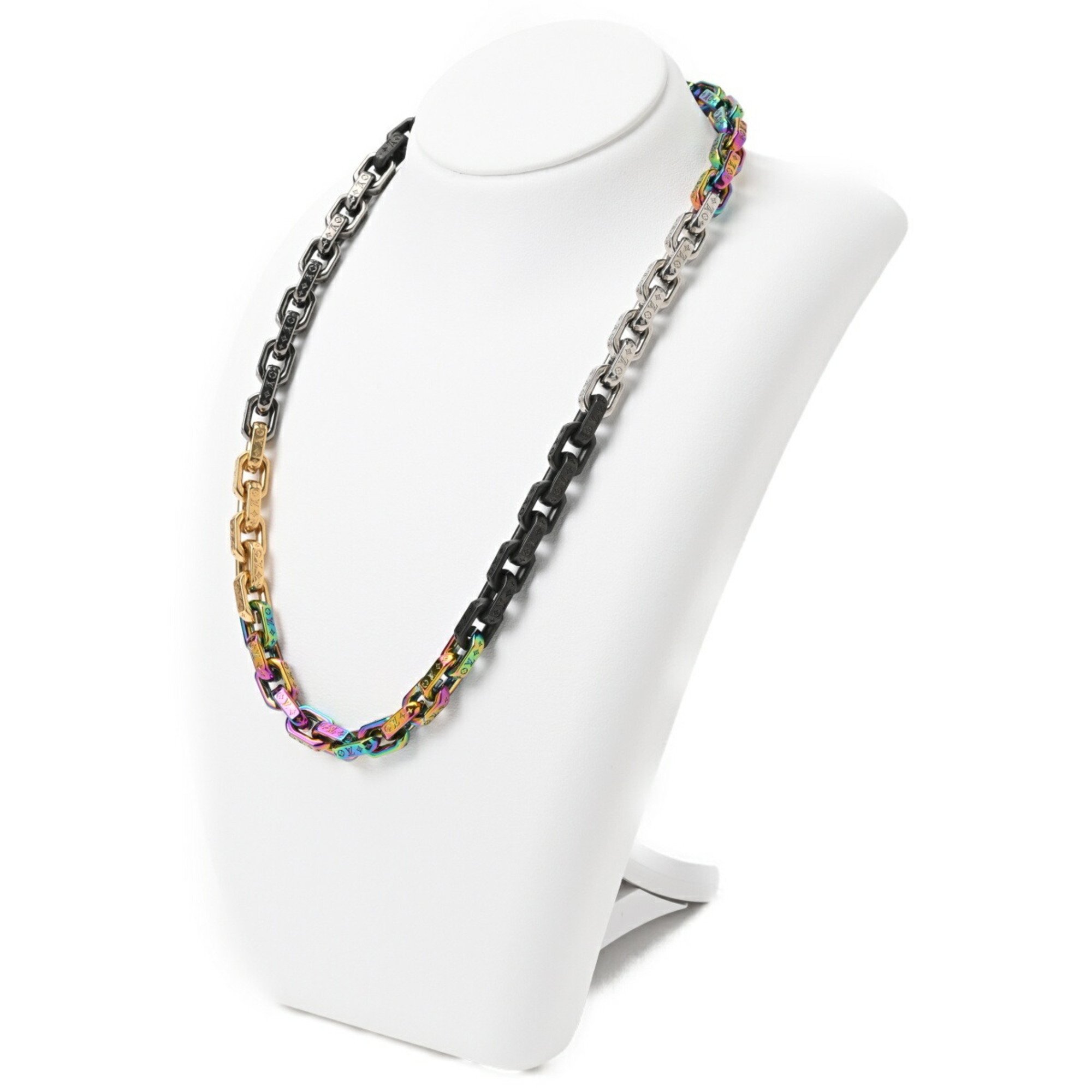 LOUIS VUITTONLV Paradise Necklace Chain Monogram M00891 Metal Multicolor Rainbow L-156680