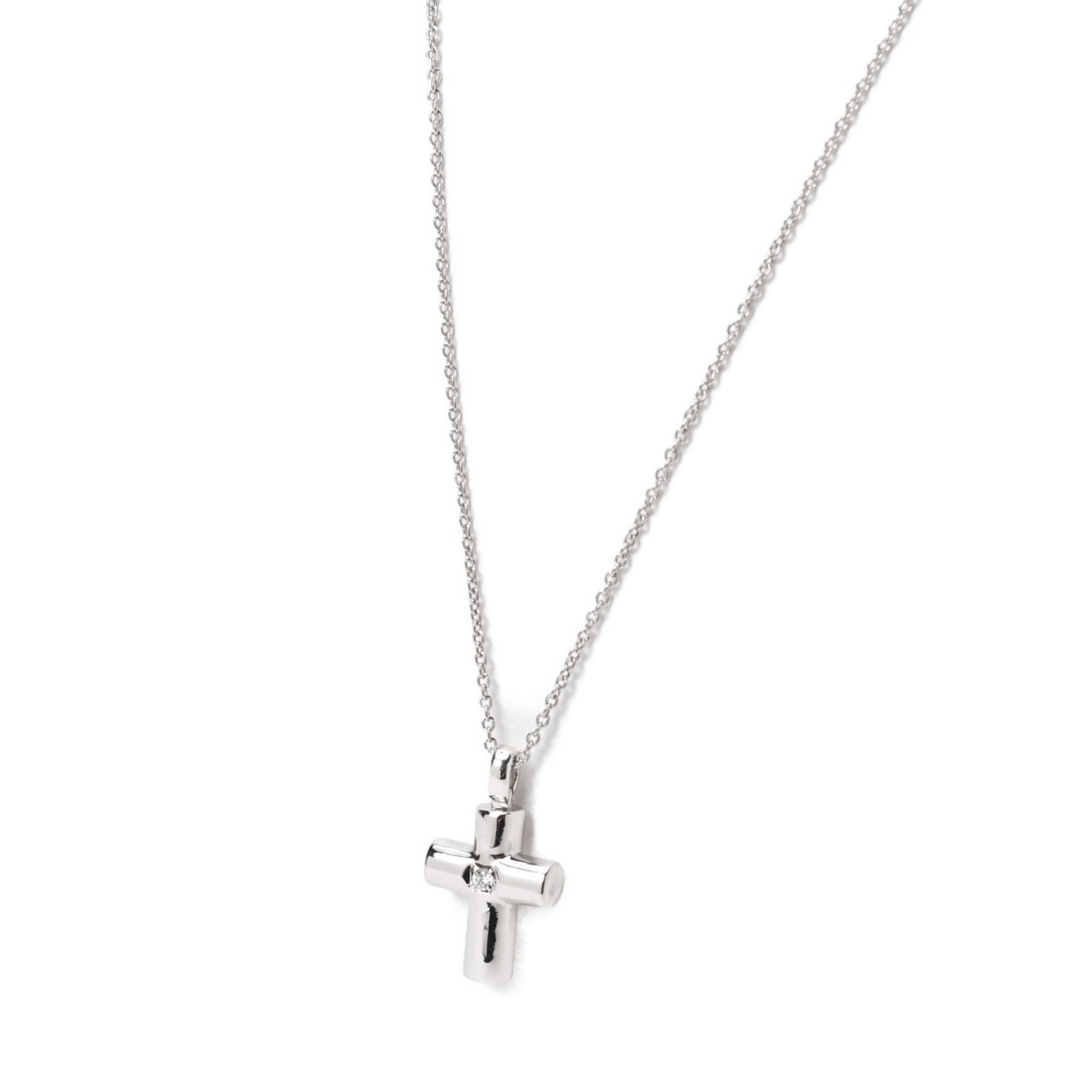 BVLGARI Latin Cross Necklace Pt950 1 Diamond 46.0cm A-156431