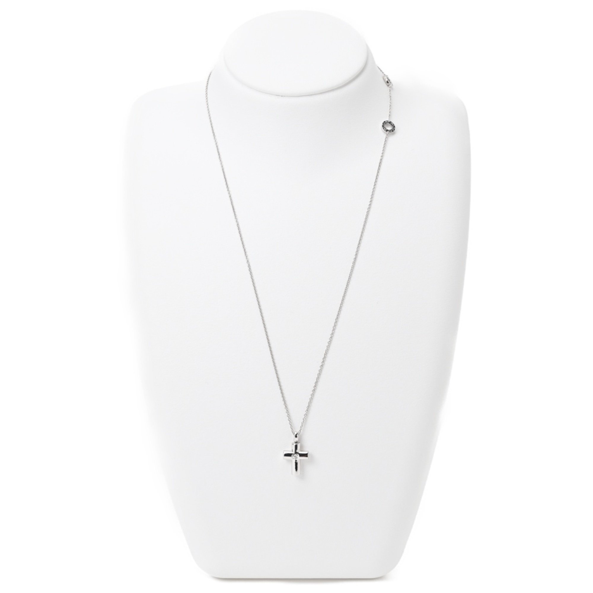 BVLGARI Latin Cross Necklace Pt950 1 Diamond 46.0cm A-156431