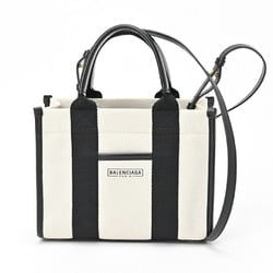 BALENCIAGA Hardware Tote Bag XS Shoulder 693662 Canvas Leather Natural Black S-156715