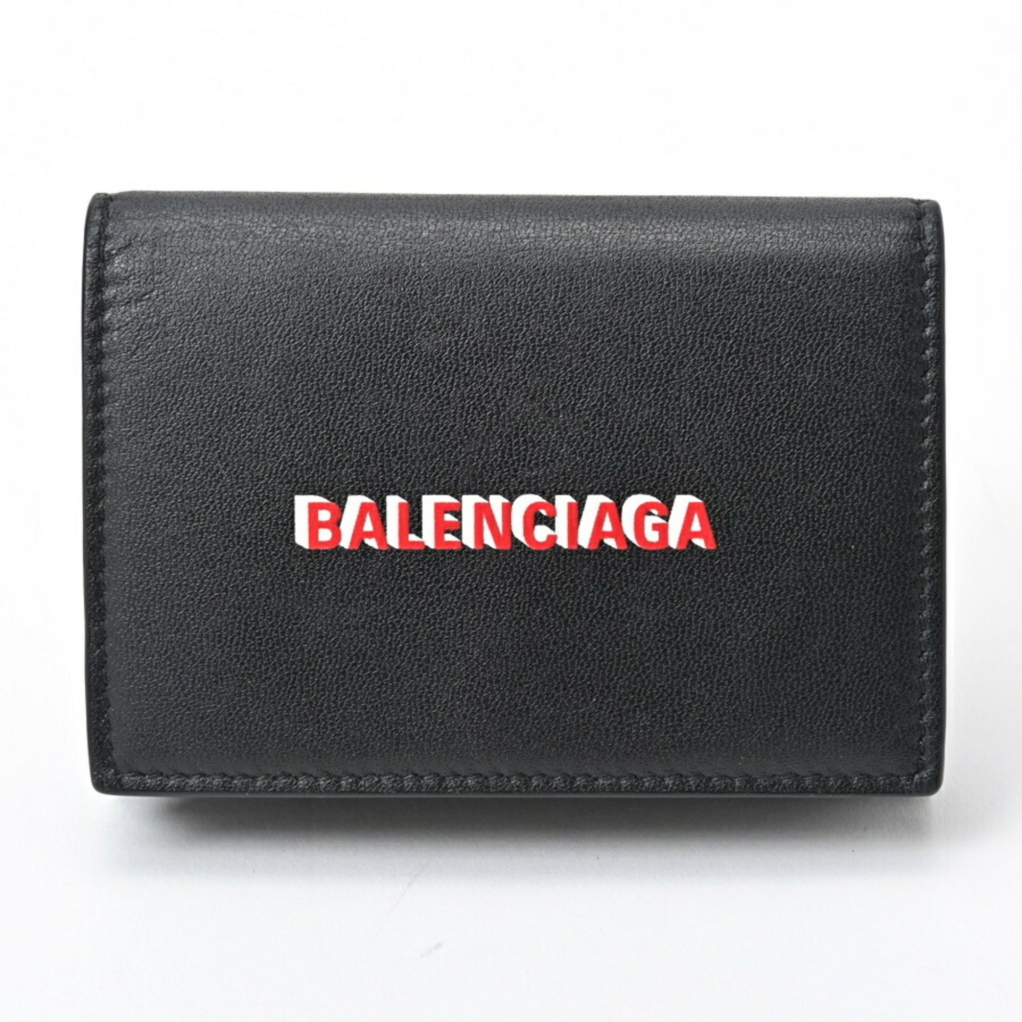 BALENCIAGA Cash Compact Wallet 594312 Leather S-156629