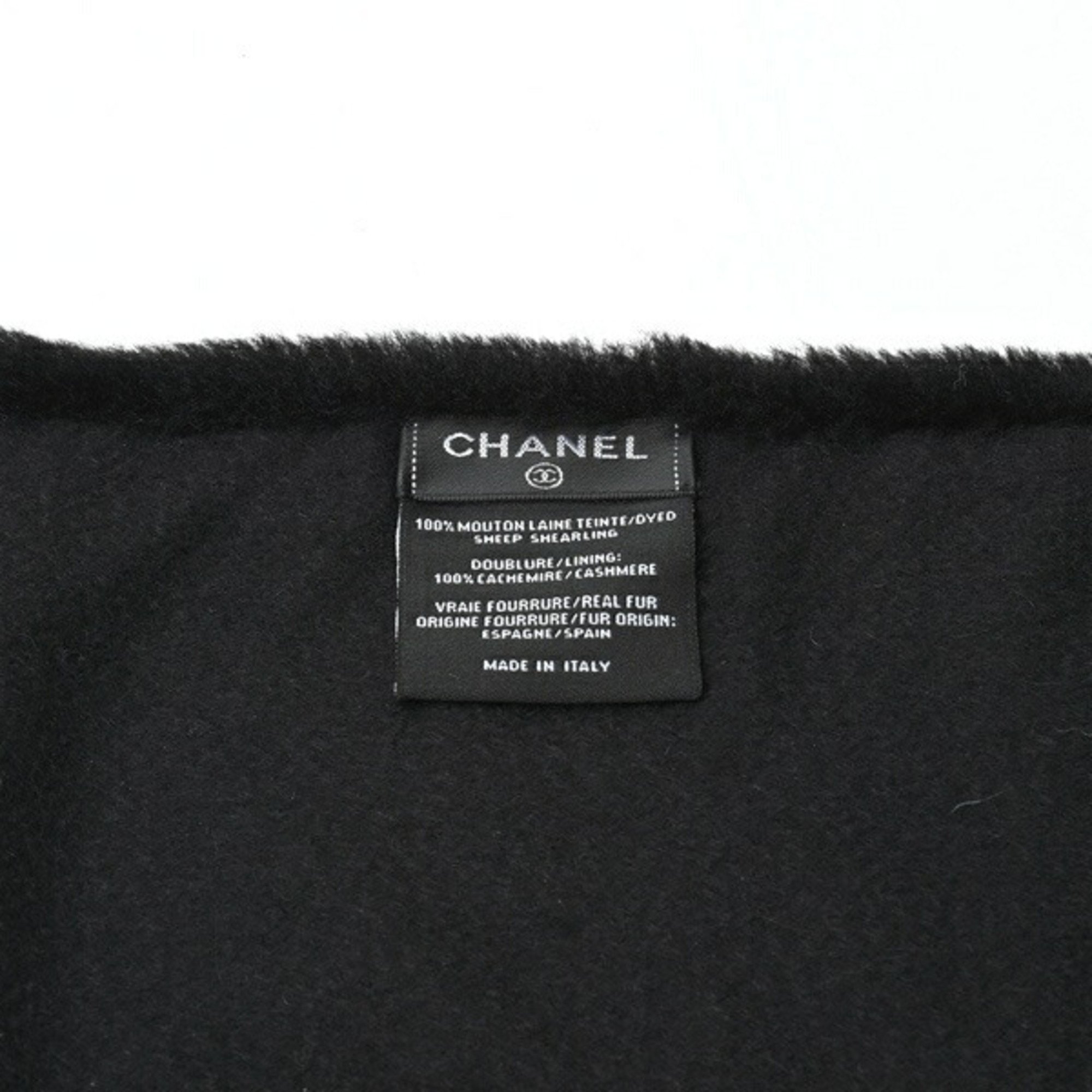 CHANEL Coco Mark Mouton Scarf AA7074B04052 Cashmere Black B-156338