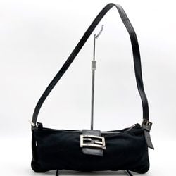 FENDI 26685 Mamma Bucket Shoulder Bag Black Nylon Women's