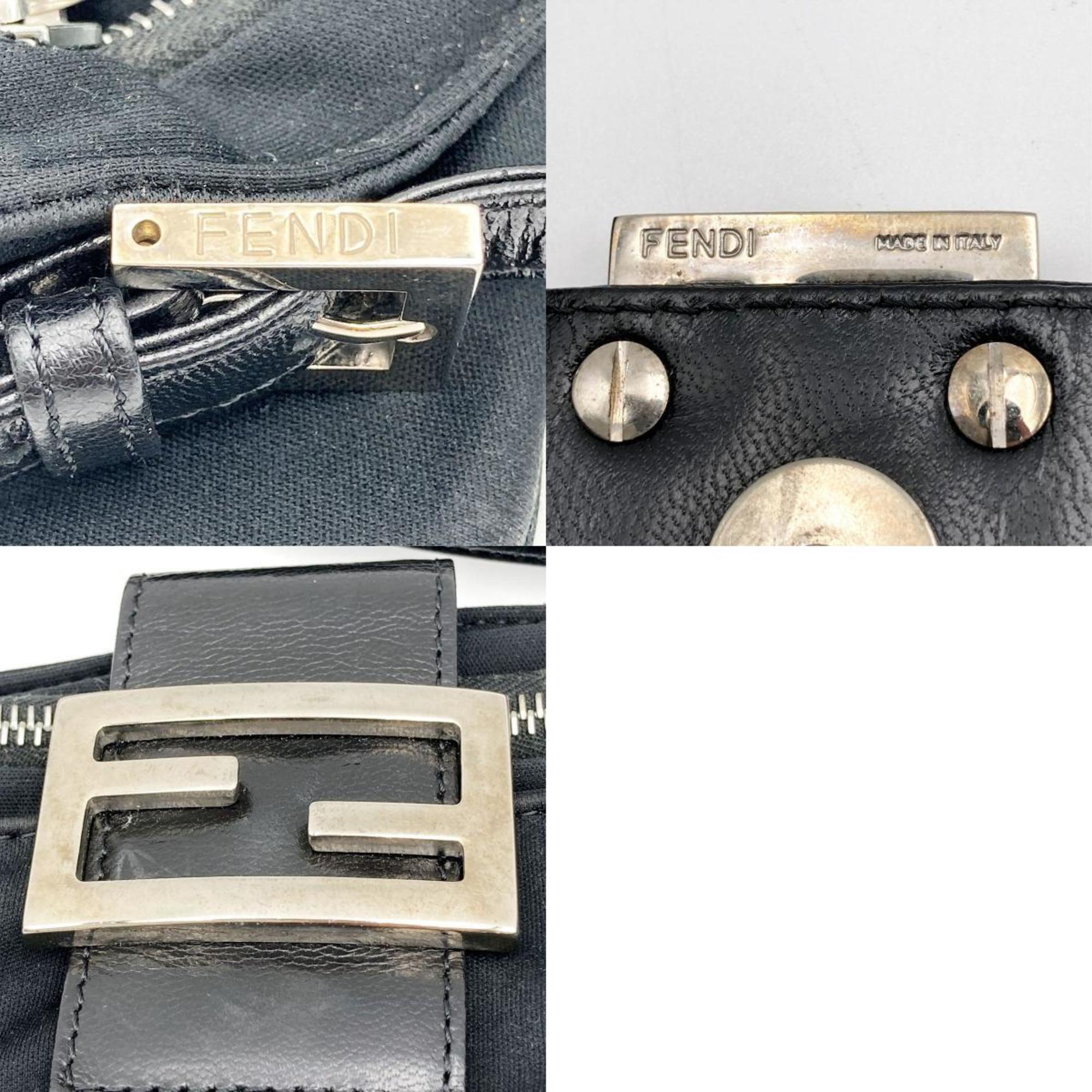 FENDI 26685 Mamma Bucket Shoulder Bag Black Nylon Women's