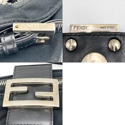 FENDI 26685 Mamma Bucket Shoulder Bag Black Nylon Women's