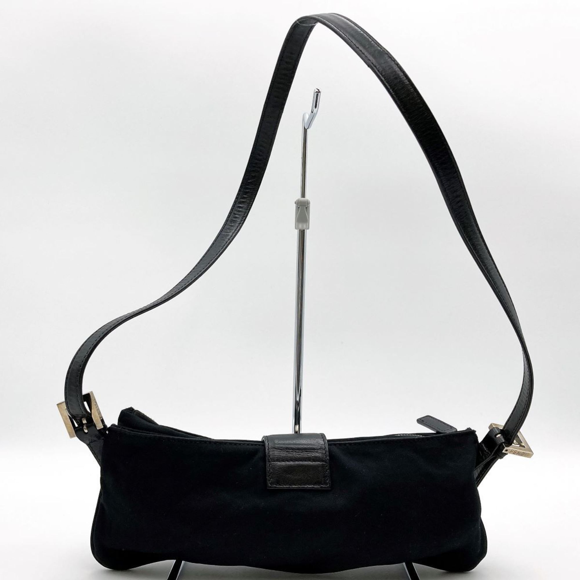 FENDI 26685 Mamma Bucket Shoulder Bag Black Nylon Women's