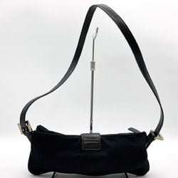 FENDI 26685 Mamma Bucket Shoulder Bag Black Nylon Women's