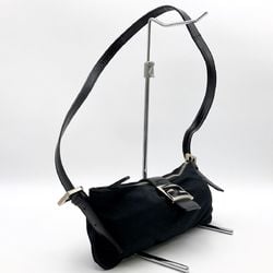 FENDI 26685 Mamma Bucket Shoulder Bag Black Nylon Women's