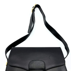 CELINE Shoulder Bag, Black Leather, Carriage Hardware