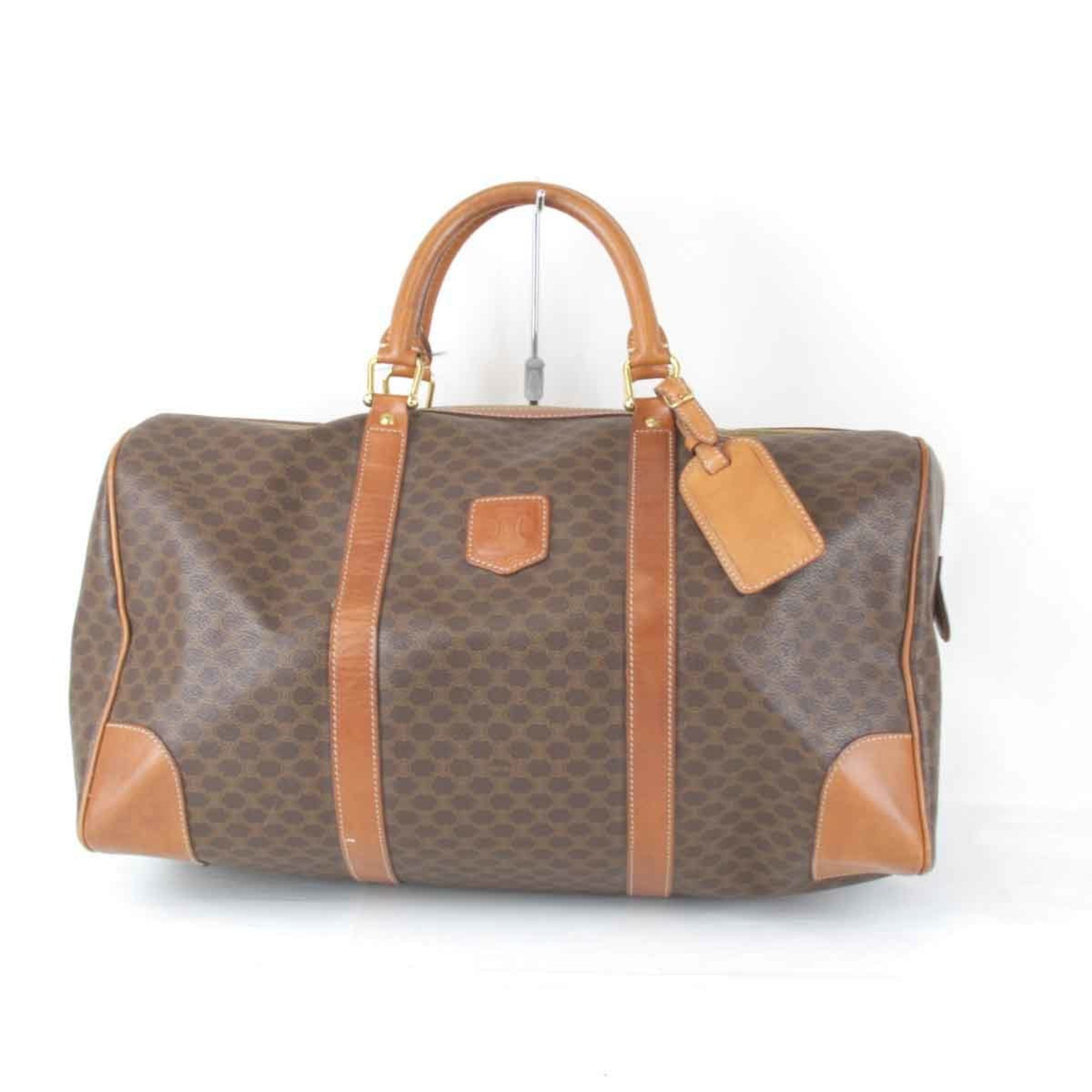 CELINE Macadam Boston Bag / Leather Brown Women's