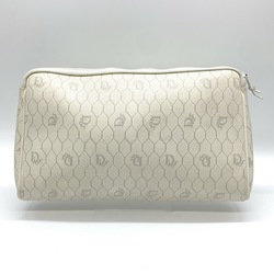 Christian Dior Dior Pouch Clutch Bag Second Honeycomb x Leather White Grey Women's