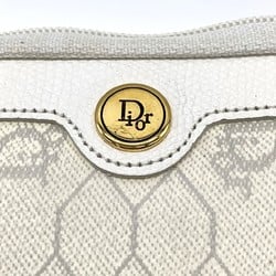 Christian Dior Dior Pouch Clutch Bag Second Honeycomb x Leather White Grey Women's