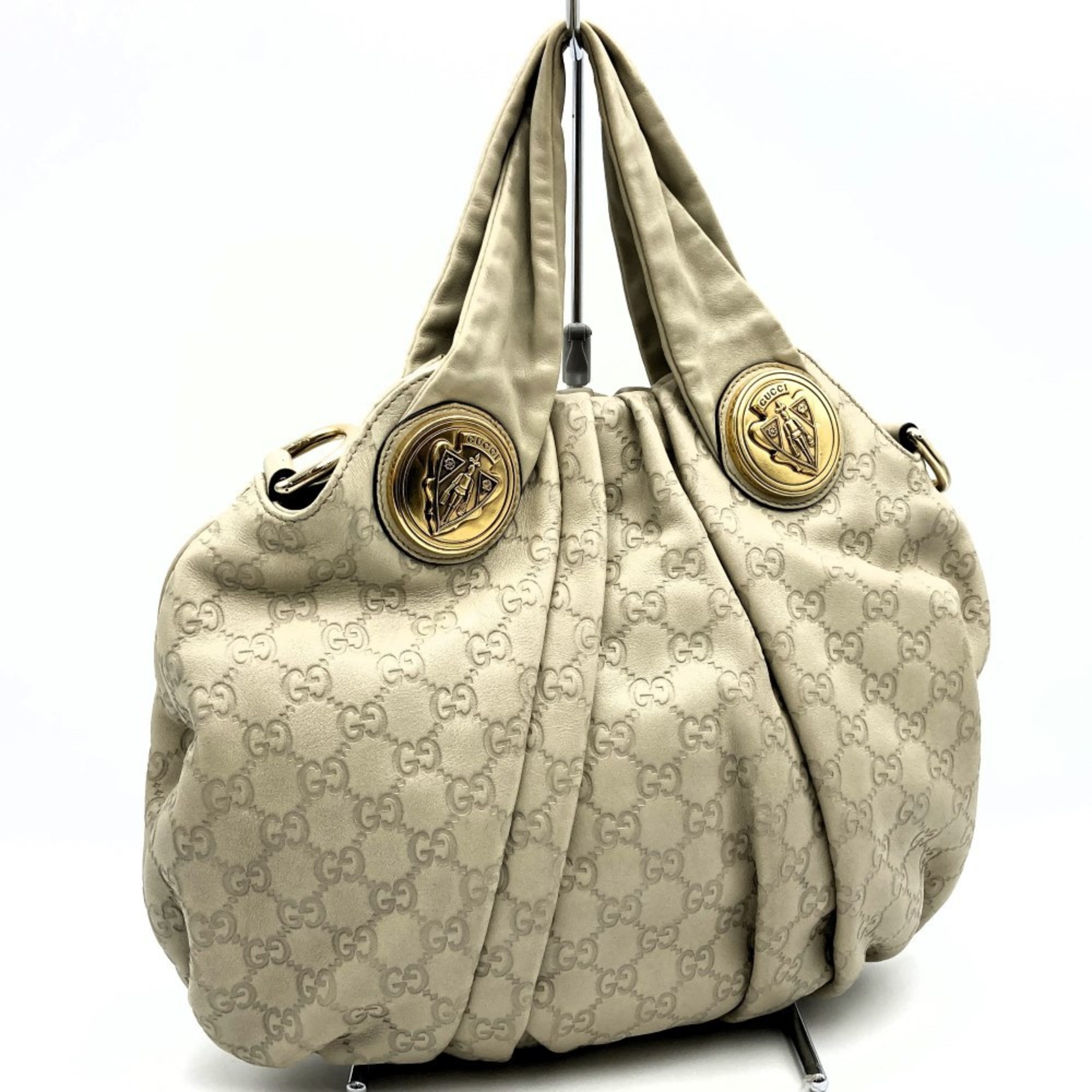 GUCCI 203486 Hysteria Handbag Tote Bag Off-White Ivory Leather Women's