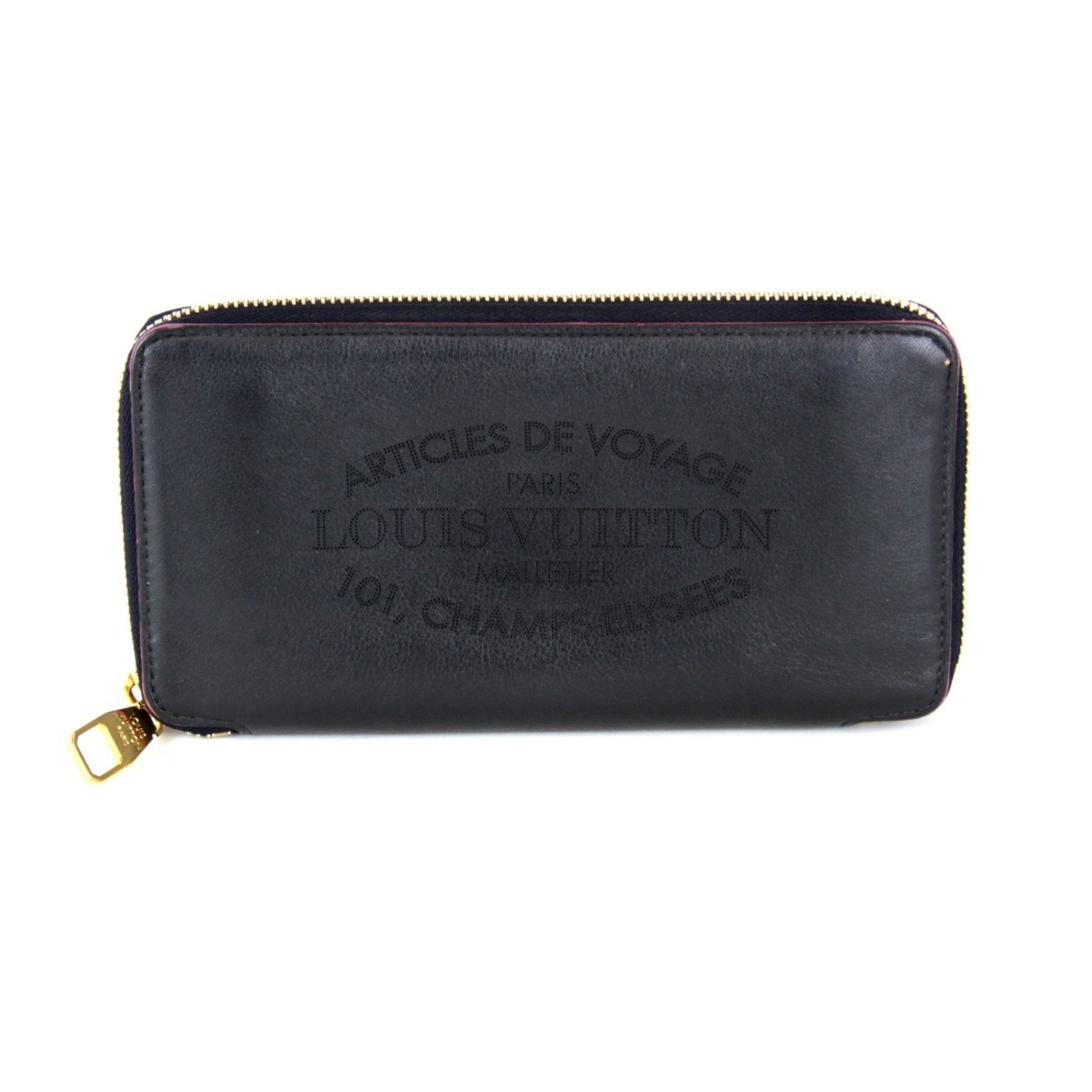 LOUIS VUITTON Louis Vuitton Portefeuille Iena Zippy Wallet M58281 Leather Black Women's